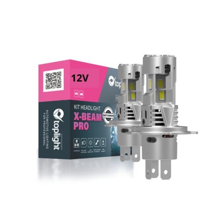 Kit Lampadine Led Toplight H4 H19 Alta Luminosità 6500°K