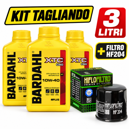 Kit Tagliando Moto Bardahl XTC C60 10W40 3L + Filtro Olio Hiflo HF204 Sintetico