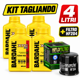 Kit Tagliando Moto Bardahl XTC C60 10W40 4L + Filtro Olio Hiflo HF204 Sintetico