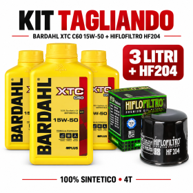 Kit Tagliando Bardahl XTC C60 15W-50 3 Litri + Filtro Olio Hiflofiltro HF204