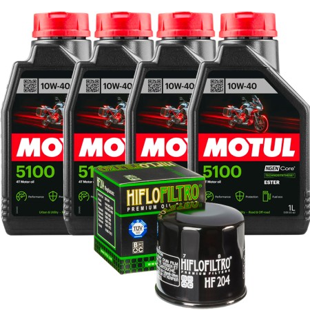 Kit Motul 5100 10W40 4L + HF204 | Tagliando Moto